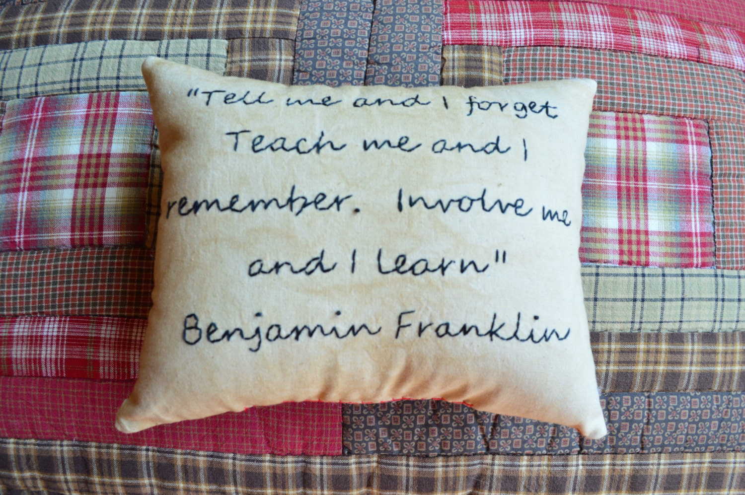 Hand-stitched pillows for that special teacher