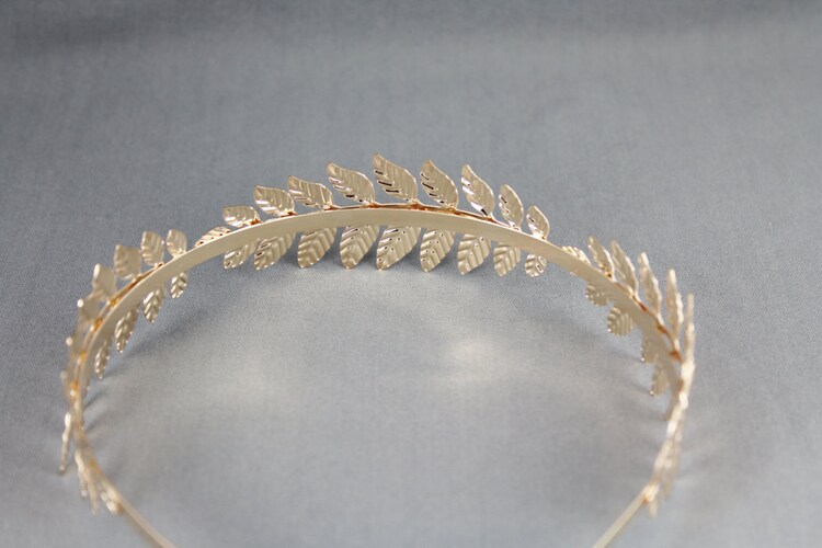 Gold leaf headband laurel crown leaves shiny by FunFashionAccess