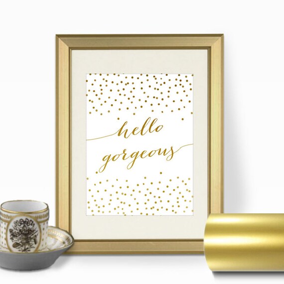 Items similar to Gold Quote Print, Gold print , Hello wall art