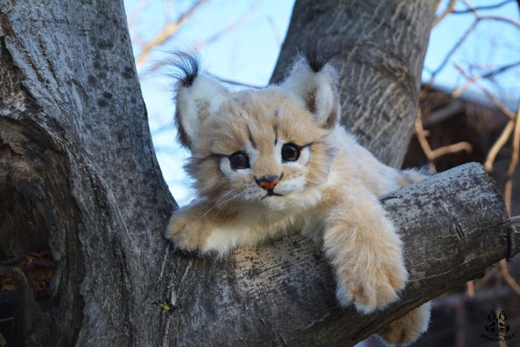 Handmade bobcat toy Wild Cat AnimalBobcat soft by MalinaToys