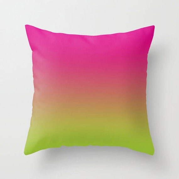 Throw pillow pink green pillow Decorative colorful pillow