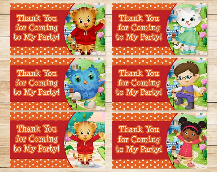 Printable Daniel Tiger Birthday Goody Bag Tags Orange