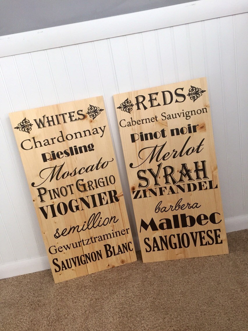 Wine Sign Dining Room Wall Decor Wine Names White Wine Red