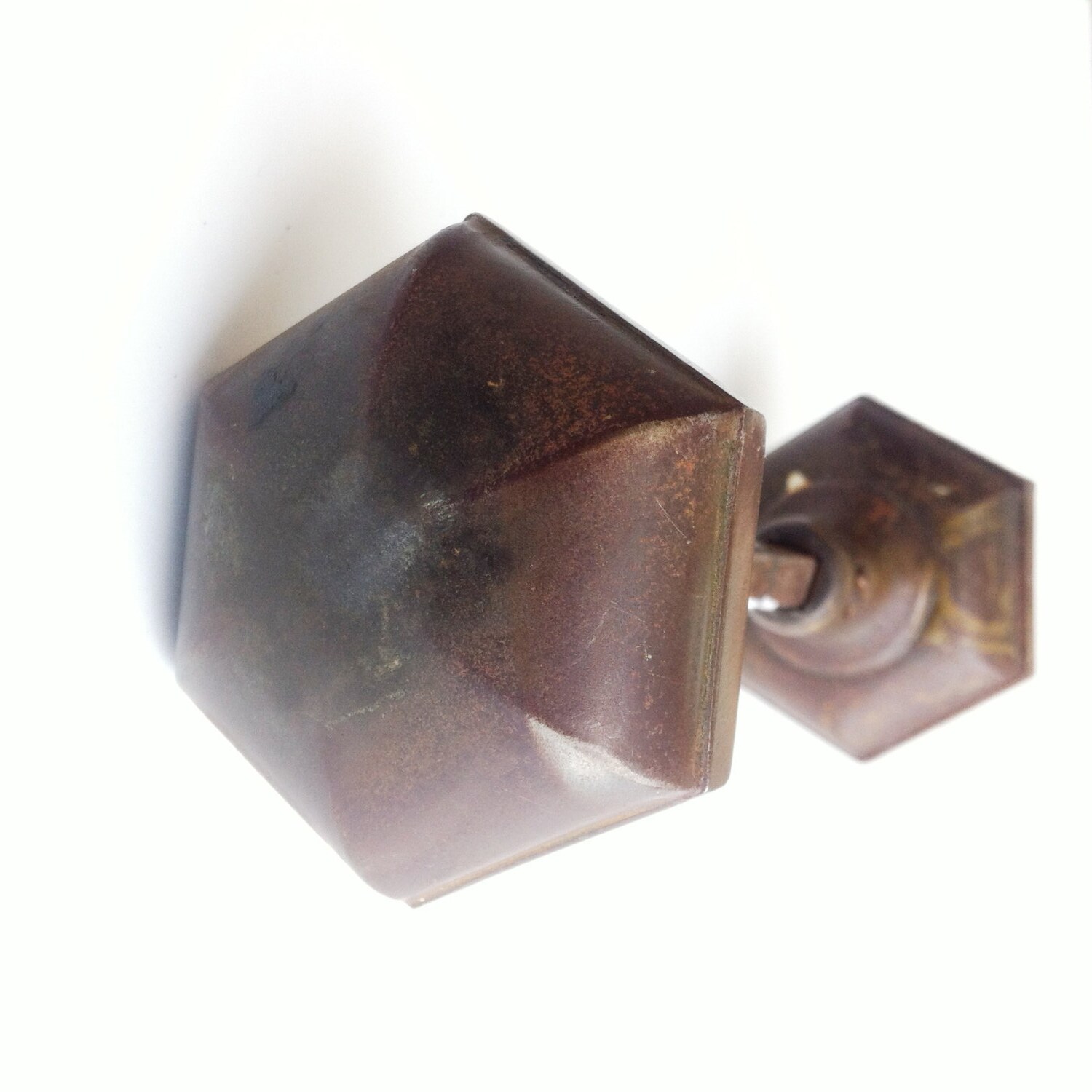 Vintage Hexagon Door Knob SET