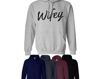 Wifey Hoodie Fashion Style Winter Tumblr Trend Girlfriend Fun Hood Mens Womens S-XXL