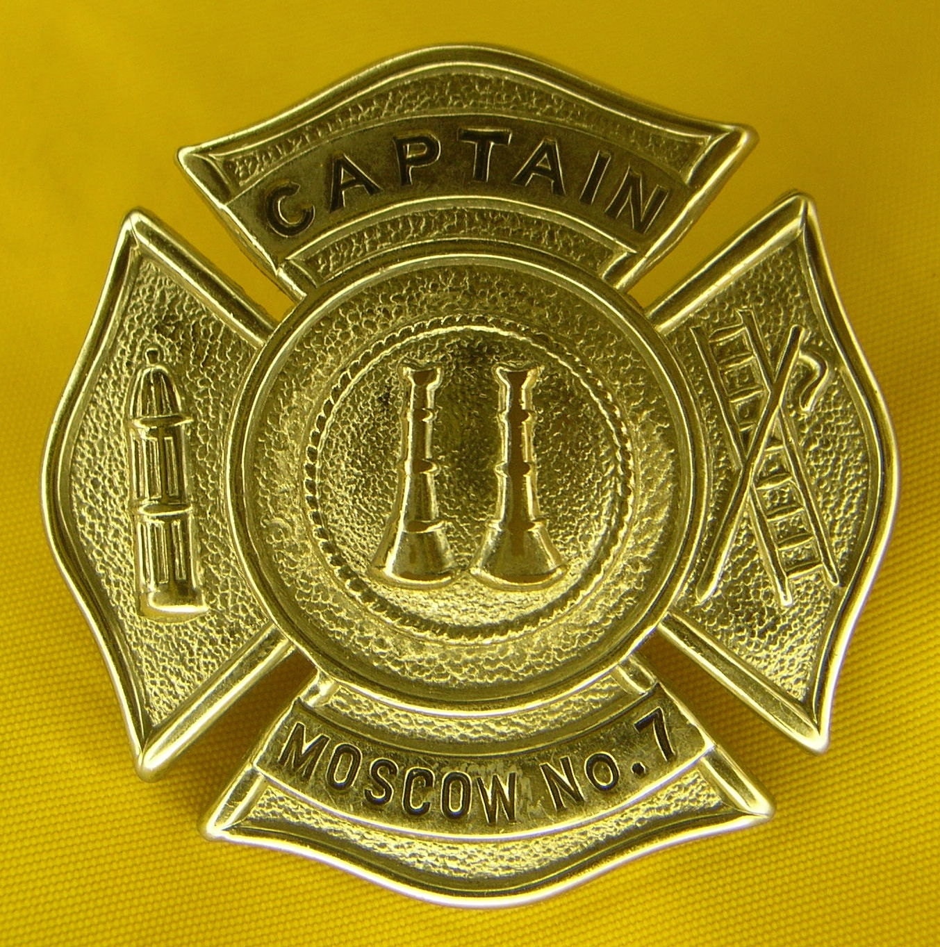 Obsolete Fire Department Hat Badge CAPTAIN by HorseshoeCoins