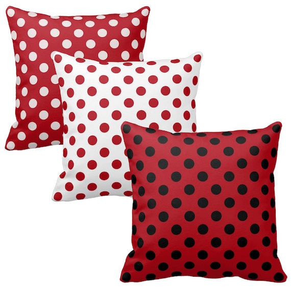 Polka Dot Pillows Red Pillow Covers White Pillow Black