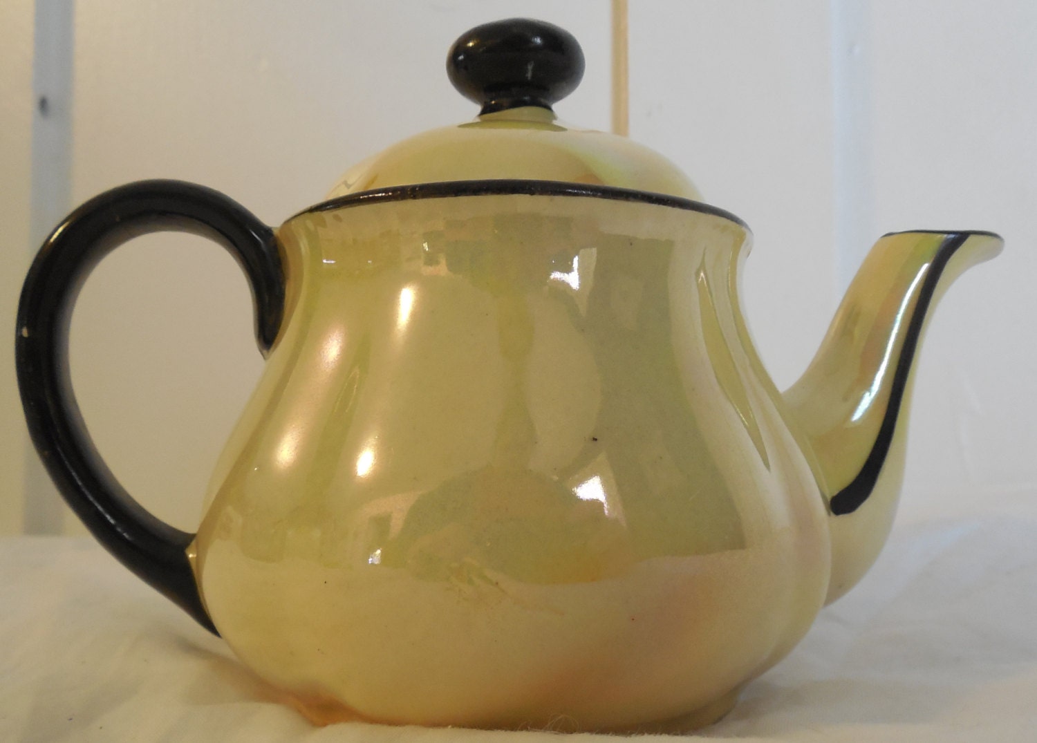 Yellow Lusterware Teapot 4 Tall Vintage by ShellyisVintage on Etsy
