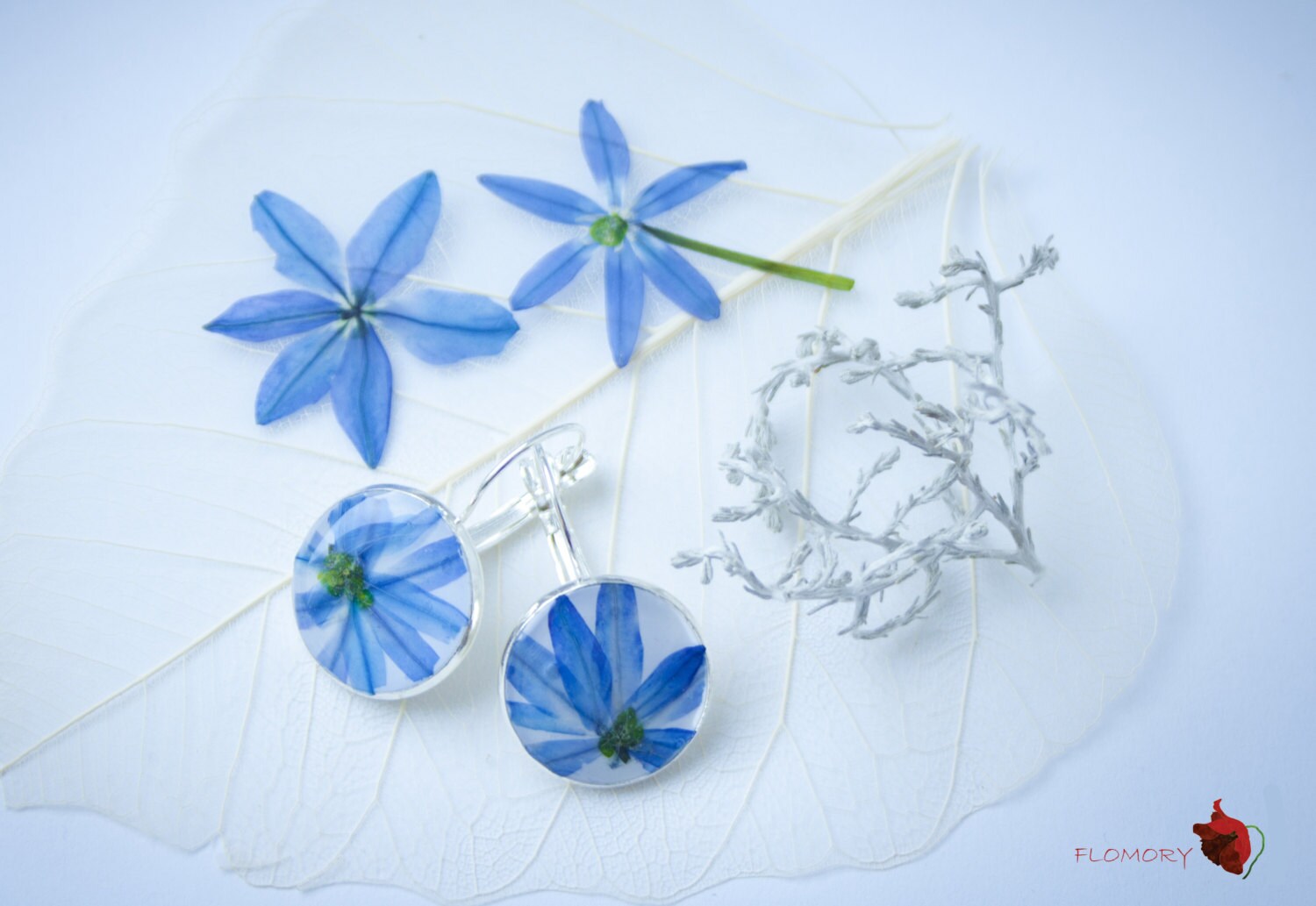 Pressed flower jewelry flower earrings with real by flomory