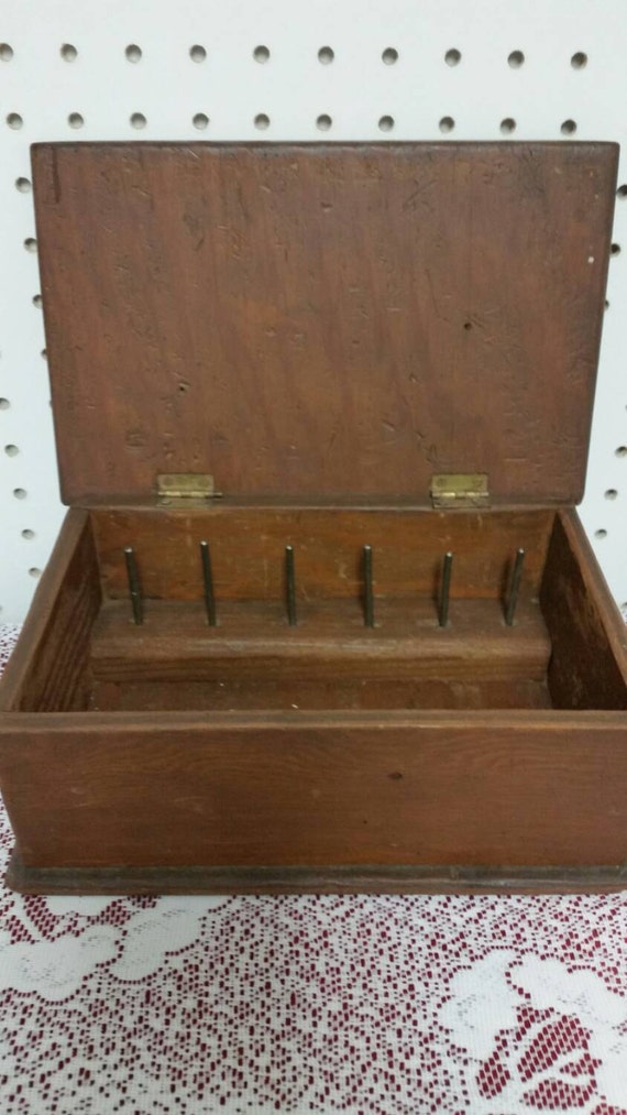 Vintage or Antique Wood Sewing Box with by VivaEclecticVintage