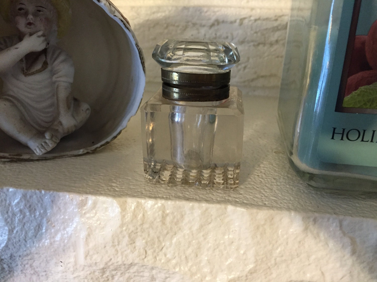 Beautiful Antique Vintage Glass Ink Well