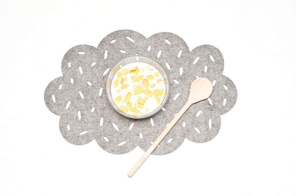Set Placemats / Felt Placemat / Cloud Placemats / Gray mat