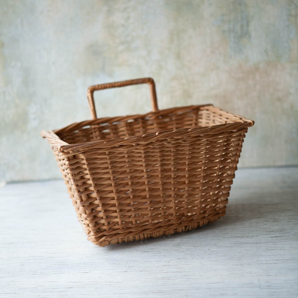 Wicker Basket Mail Organizer with Handle French Country