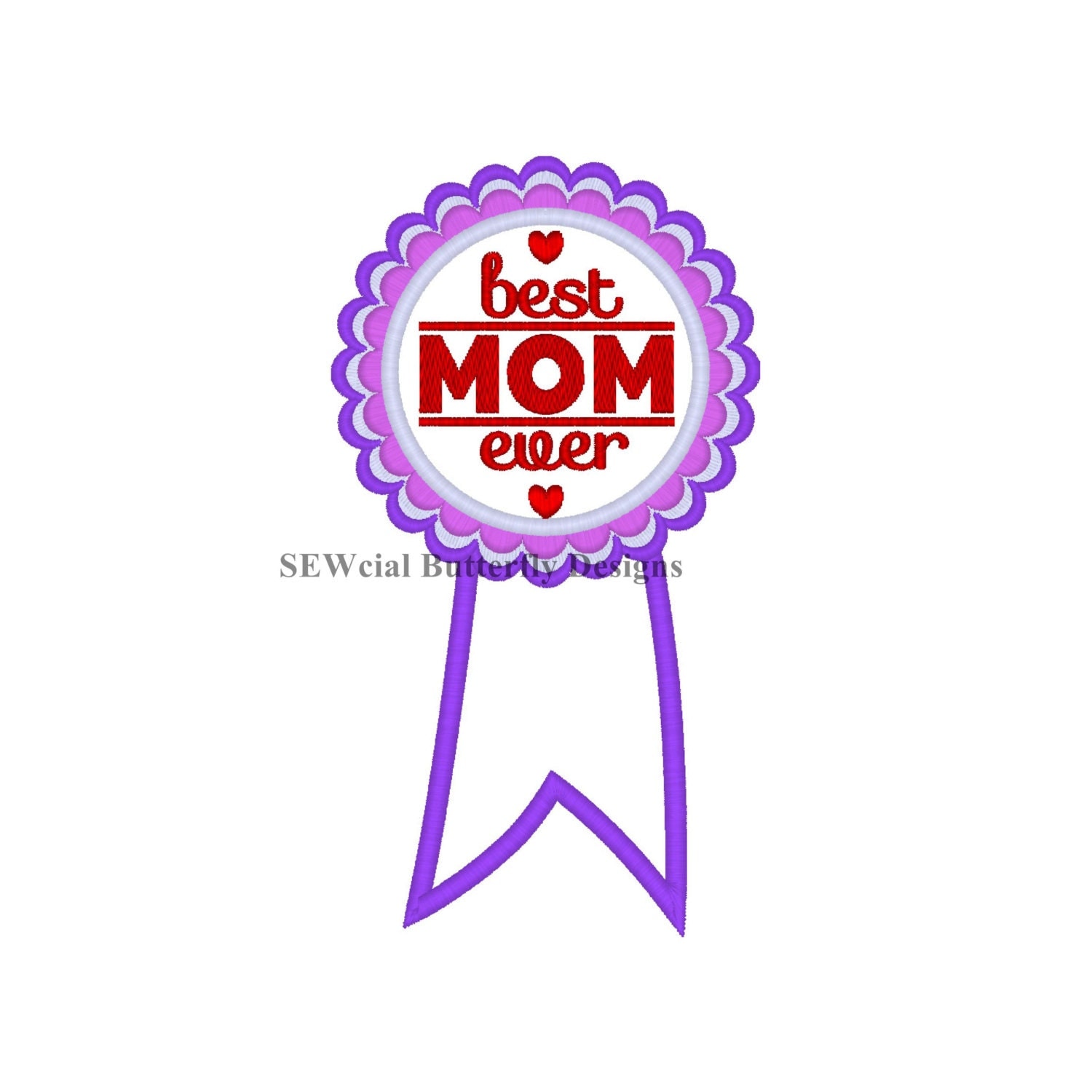 Best Mom ribbon Mother's day applique by SEWcialBflyDesigns