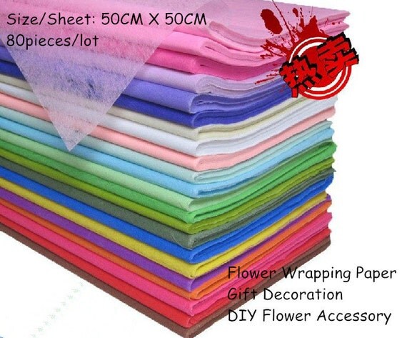 80pieces/lot 50CMX50CM Flower Wrapping Paper Tissue by citywhell