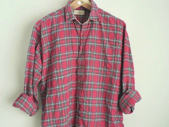 Mens Pink Plaid Flannel Shirt by EinsteinandPippy on Etsy