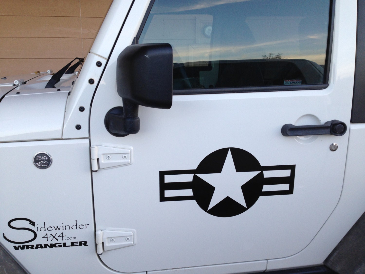 2 Pack White 6 Inch Air Force Star WW2 Decal Stickers - Distressed Vintage Vinyl For Jeep & Vehicles