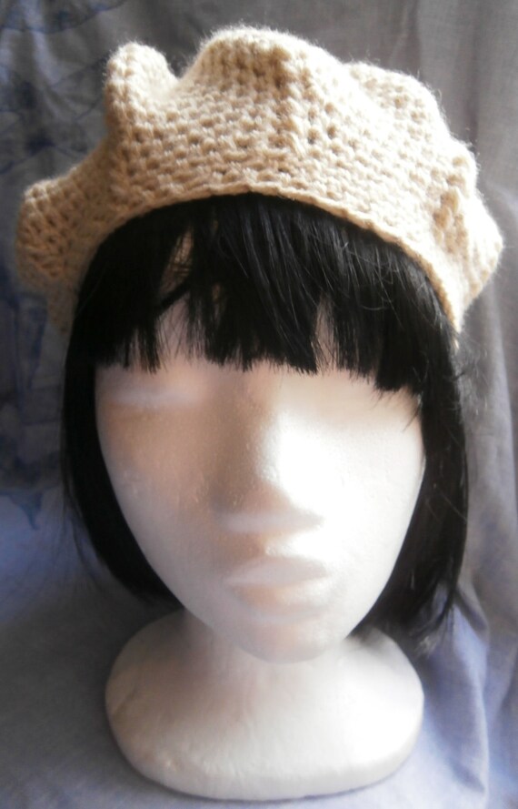 Cream coloured ladies beret by anamcrochetdesigns on Etsy