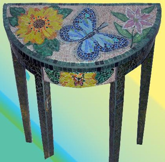 Items similar to Custom Mosaic Art Design Console Table with Mirror on Etsy