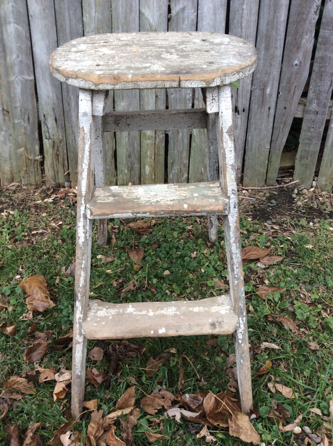 Antique Step Ladder Vintage Step Ladder Old Worn Step Ladder