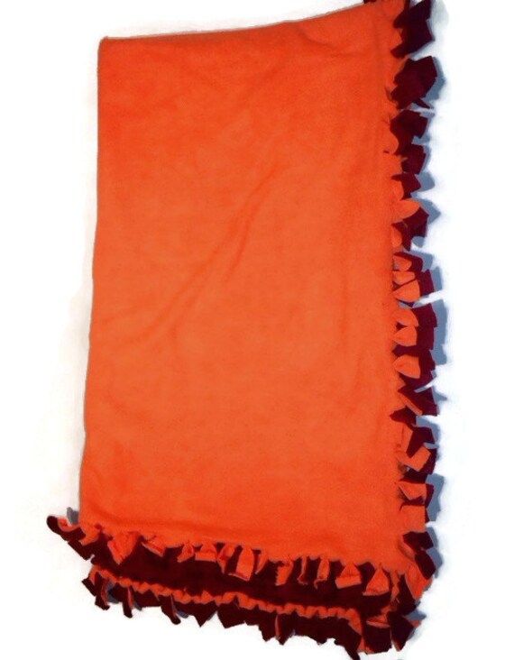 Maroon & Orange Fleece Blanket by BlanketsByNaomi on Etsy