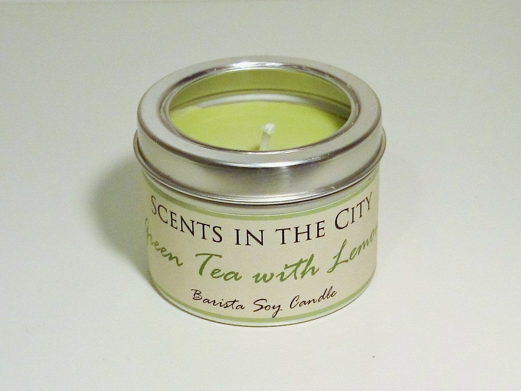 Green Tea with Lemon Scented Soy Candle in by ScentsInTheCityUK