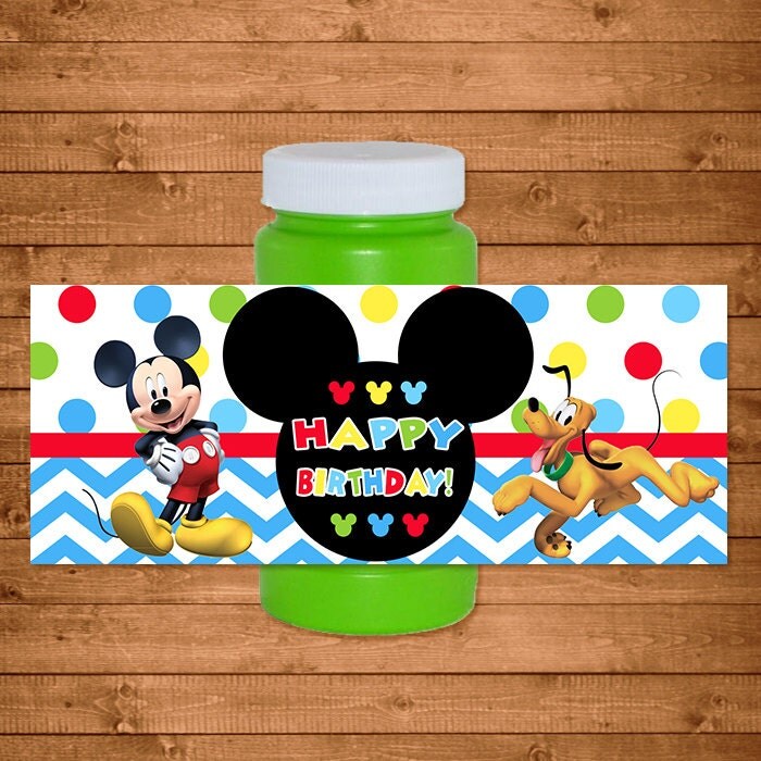 Mickey Mouse Bubbles Label Dots Chevron Mickey Mouse