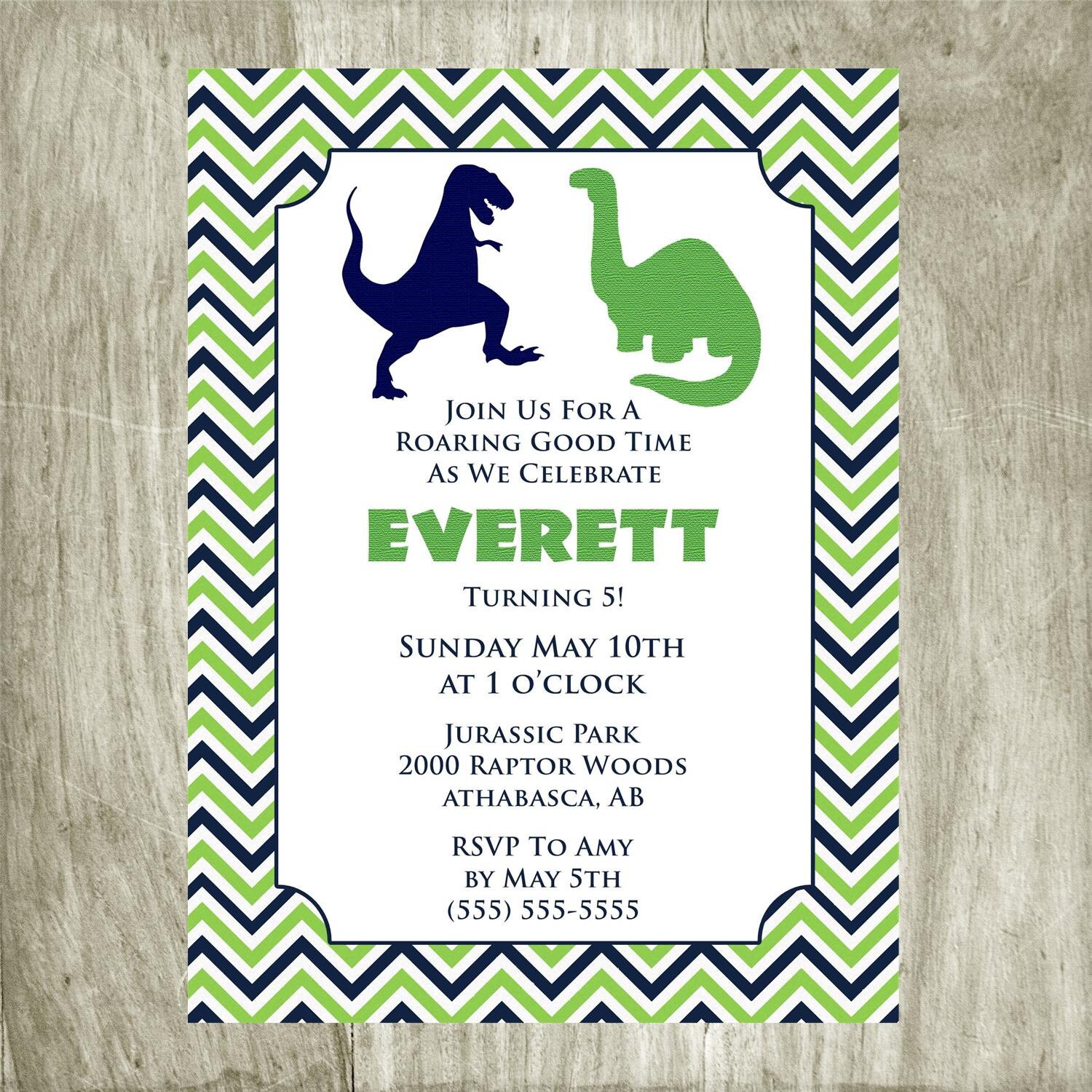 Dinosaur Birthday Invitation Personalized Printable Digital