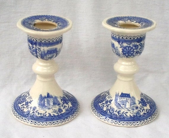 Blue White Candle Holder Pair By Villeroy By TheAntiqueHourglass   Il 570xN.749915507 Pcw9 