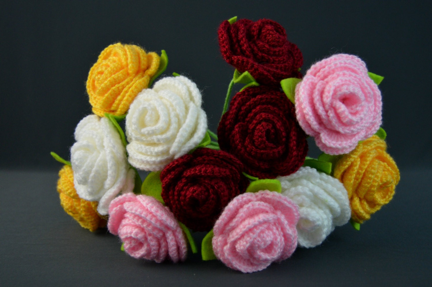 Crochet bridal rose flower bouquet wedding by Floweremotions2