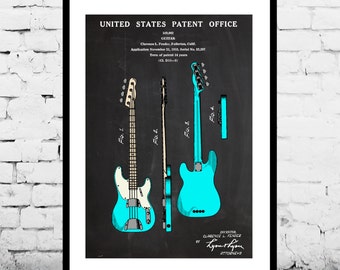 Fender Guitar Patent, Fender Bass Guitar Poster,Fender Bass Guitar Patent, Bass Guitar Print,Fender Bass Guitar Decor, Fender Bass Guitar