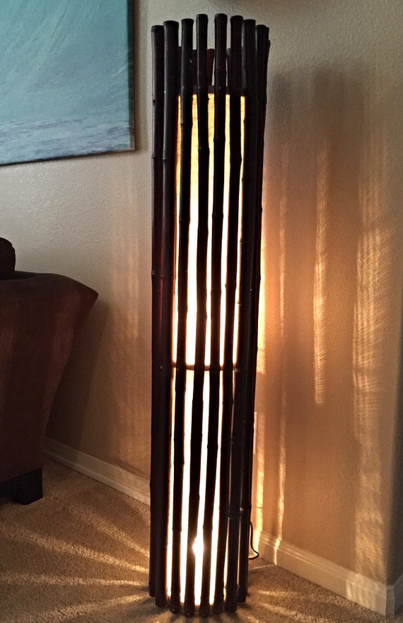 Items similar to Bamboo Rustic Floor Lamp, Mahogany natural bamboo
