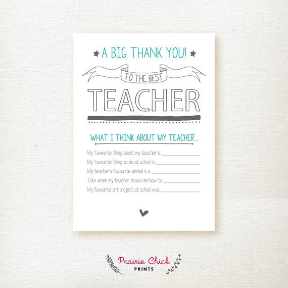 The Best Teacher Card / Thank You Card / by PrairieChickPrints