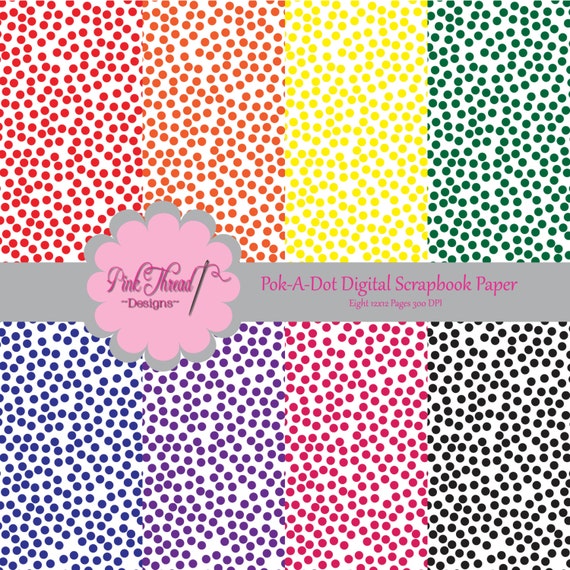 Multi Color Polka Dot Digital Scrapbook Paper By Pinkthreaddesigns