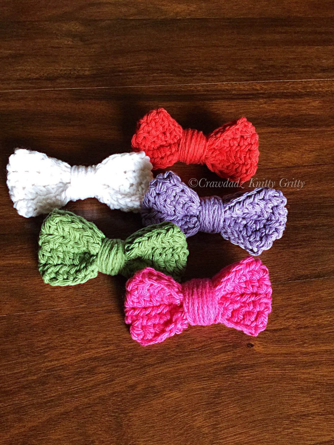 Crochet Hair Bow ClipOn Hair Bow by CrawdadzKnittyGritty on Etsy