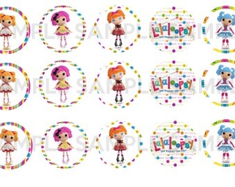 Las muñecas lalaloopsy botón ojos coser círculos de 1 pulgada - hoja de Collage Digital - la historieta