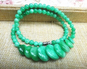 Free shipping natural glossy dark green jade necklace jade beads necklace