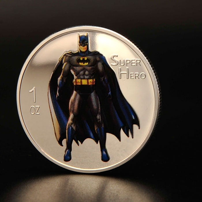 BATMAN Coin Super Hero Silver Plated Colorized Coin 1 oz Token