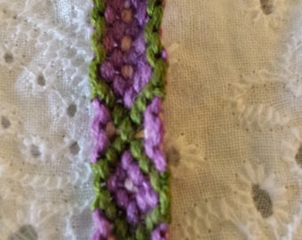 Embroidery floss friendship bracelet tribal pattern