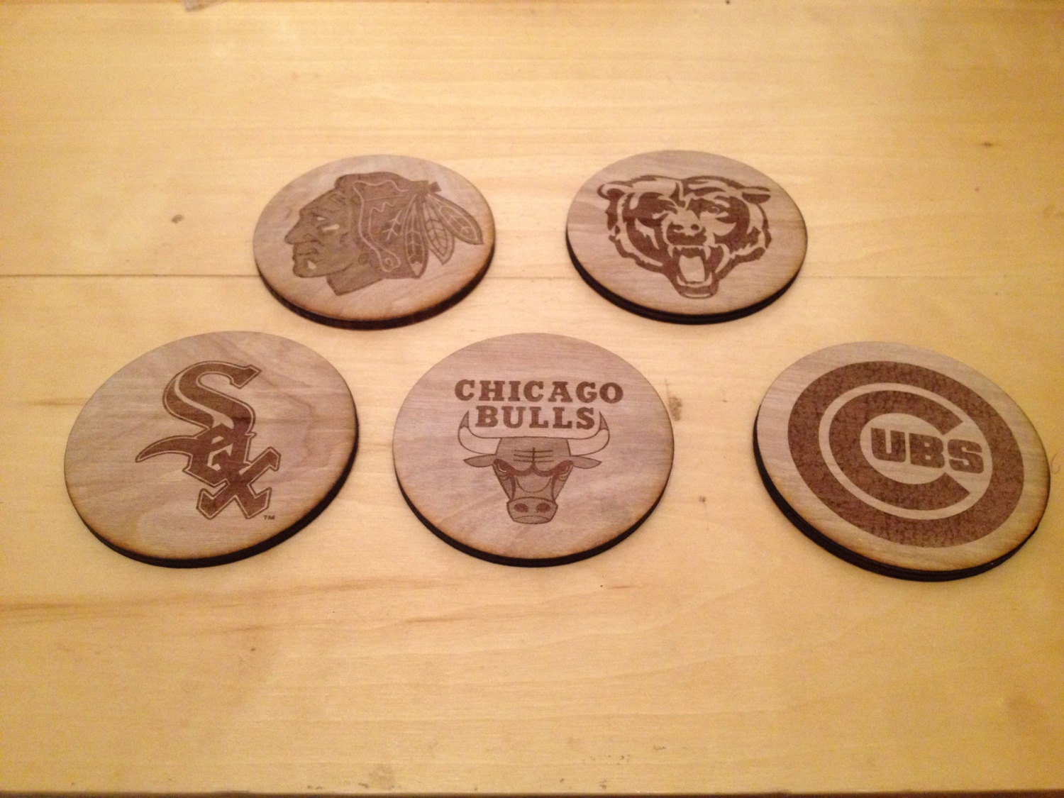 Laser Engraved Sports Team Coasters pack of 5