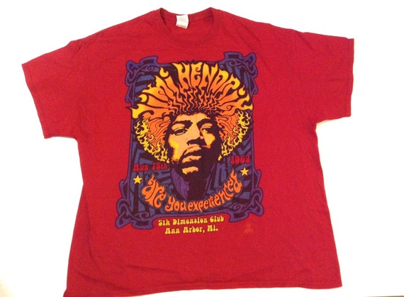 Vintage Jimi Hendrix t-shirt. Red cotton by WallStreetFashion