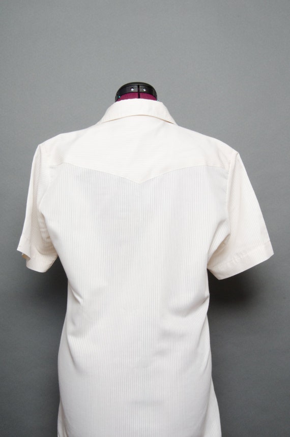 70s Shirt Mens Pearl Button Up Oxford Vintage Collared