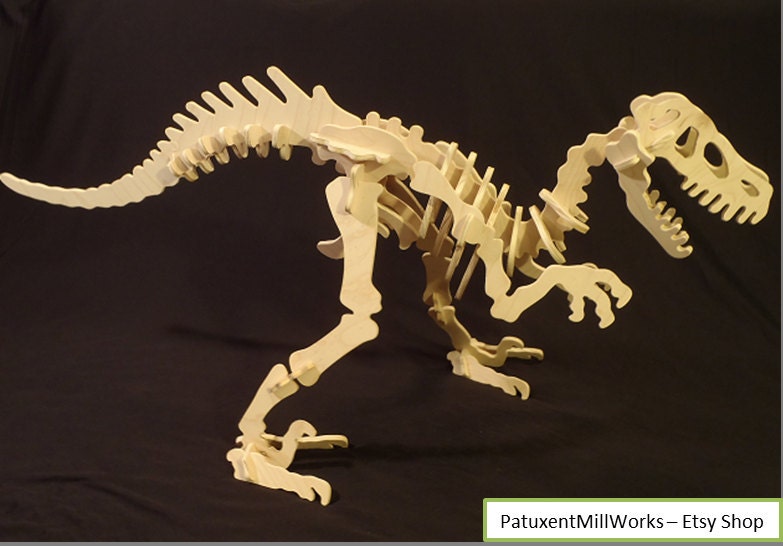 VELOCIRAPTOR Dinosaur Bones Puzzle by PatuxentMillWorks on Etsy