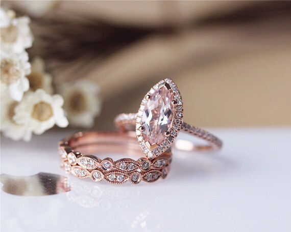 Rose gold marquise engagement rings