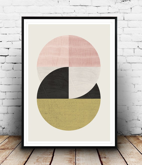 Circles art Abstract art Geometric print Mid century