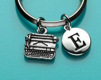 Typewriter Keychain, Typewriter Key Ring, Office Equipment Charm, Initial Keychain, Personalized Keychain, Charm Keychain, 139