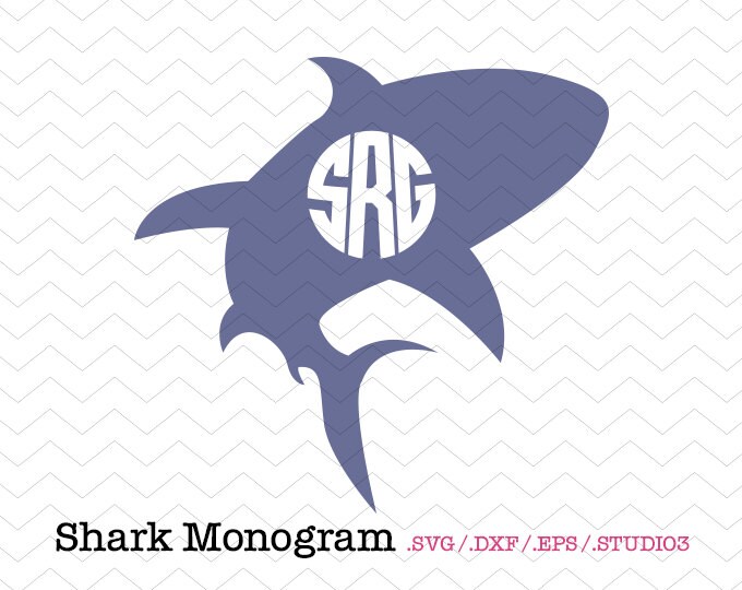 Download Shark Circle Monogram SVG DXF EPS Studio3 Nautical Cut
