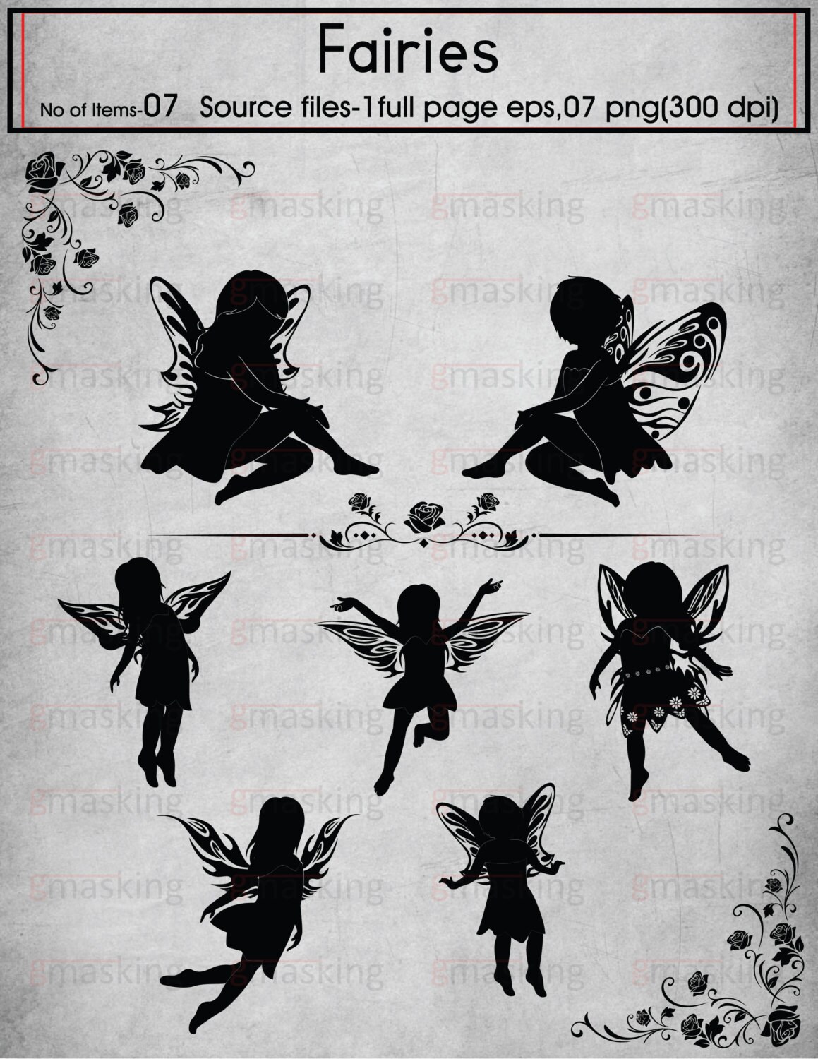 Clip Art/Silhouette-Fairies/Fairy by gmasking on Etsy