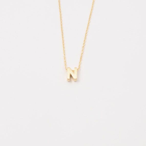 Initial N Charm Pendant Necklace Yellow Gold Tone By Kreifashion