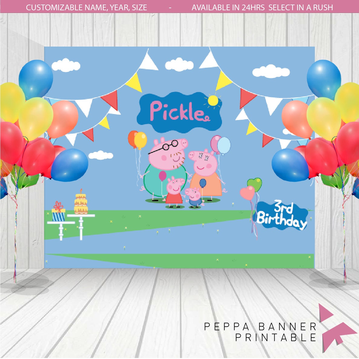 Peppa Pig Backdrop peppa pig Birthday Banner